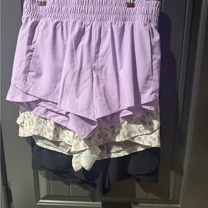 Women's Lilac, Leopard, and Black Shorts Set